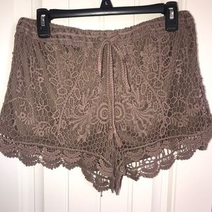 Tan Crochet Shorts